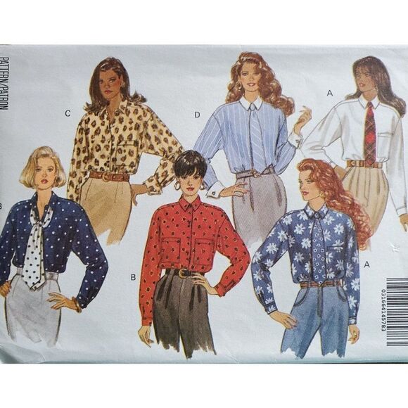 Vintage 90s Butterick Pattern 6422 Uncut Blouse Button Up Loose Collar 6 8 10 - Picture 1 of 4